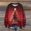 Ladies' Fashionable Casual Long Sleeved Beautiful Christmas Tree Print Round Neck Yarn Knitting
