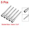 5Pcs 10mm Hex Sockets Non Magnetic Hex Shank Nut Sockets Driver Nut Driver 1/4" Quick Change Screwdriver Kit 100mm Length