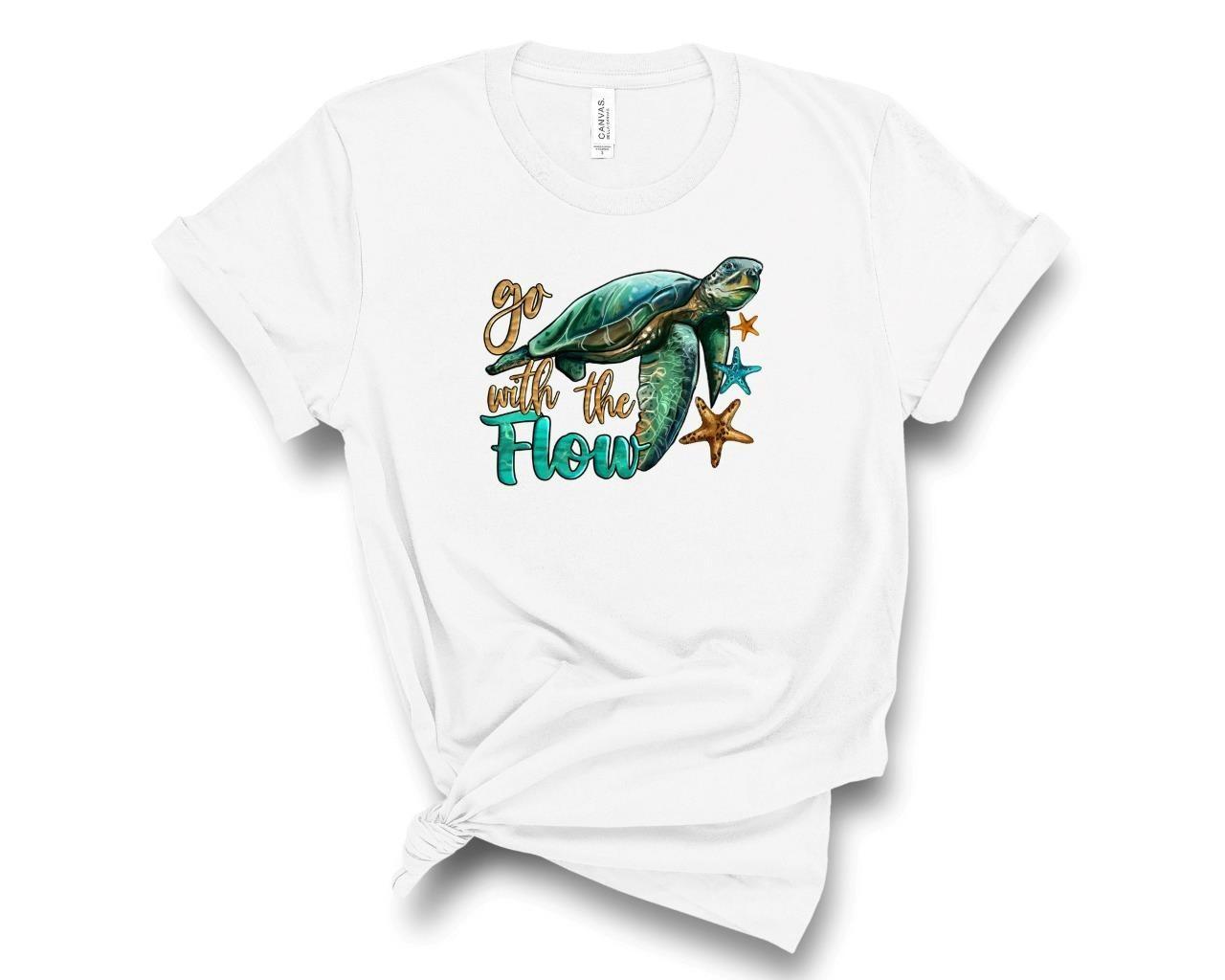 Go With The Flow Sea Turtle T-Shirt Sea Turtle Shirt L
