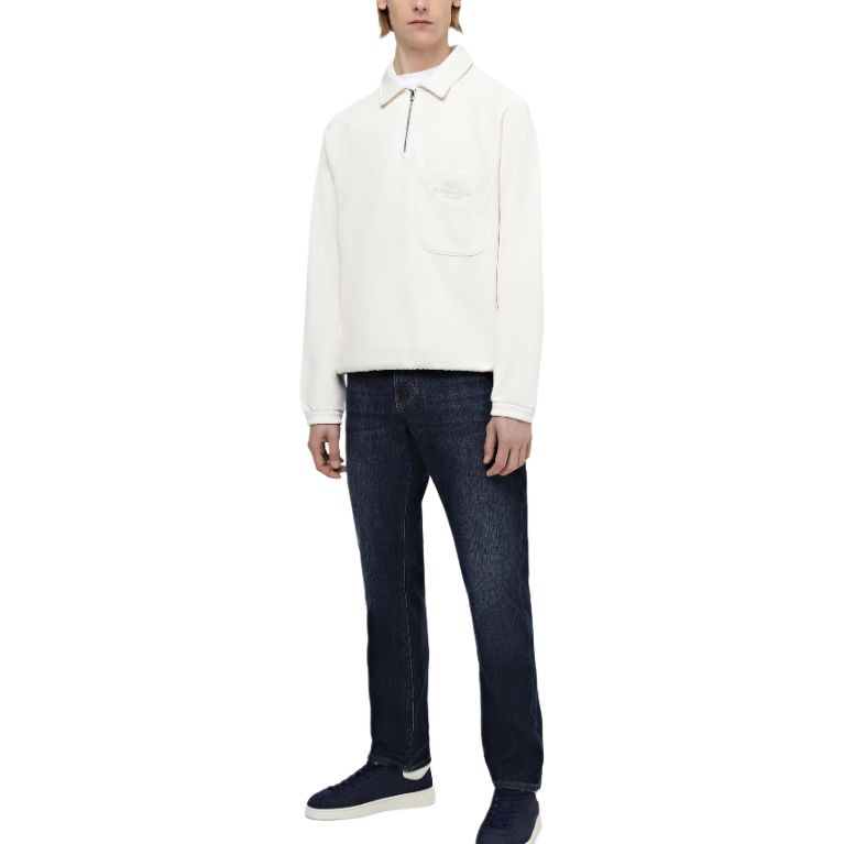 Emporio Armani Logo Embroidered Solid Half-Zip Sweatshirt Men sweatshirt Almond-Milk 3D1MDT-1JWPZ-0128