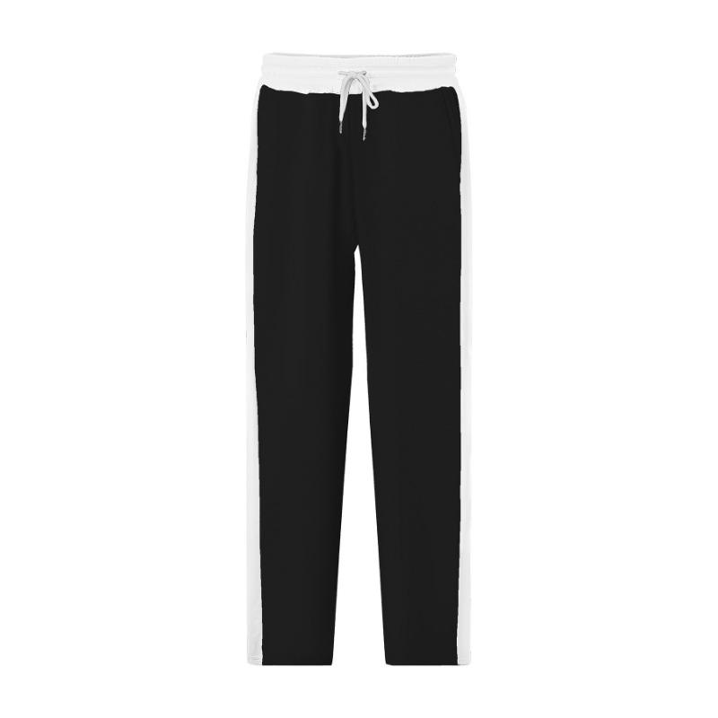 Fashion trousers men's trousers autumn and winter splicing colour collision loose straight drawstring casual trousers men