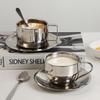 Vintage Stainless Steel Coffee Mug Cups Delicate Coffee Cup And Saucer Set Flower Tea Mug Home Coffeeware Espresso Cups