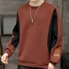 Sweater Men's Spring and Autumn Stitching Long-sleeved Loose Large Size Round Neck Bottoming Shirt Men's Pullover