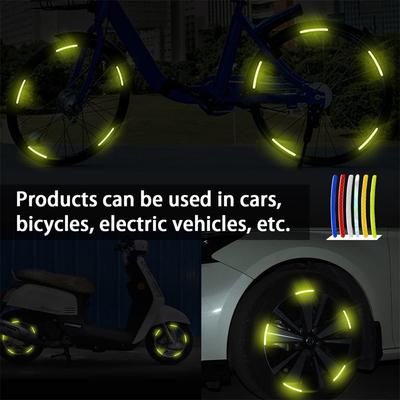 20pcs/set Reflective Car Wheel Decorative Stickers Waterproof Rim Decal Adhesive Warning Reflectors Tape For Vehicles Motorcycle