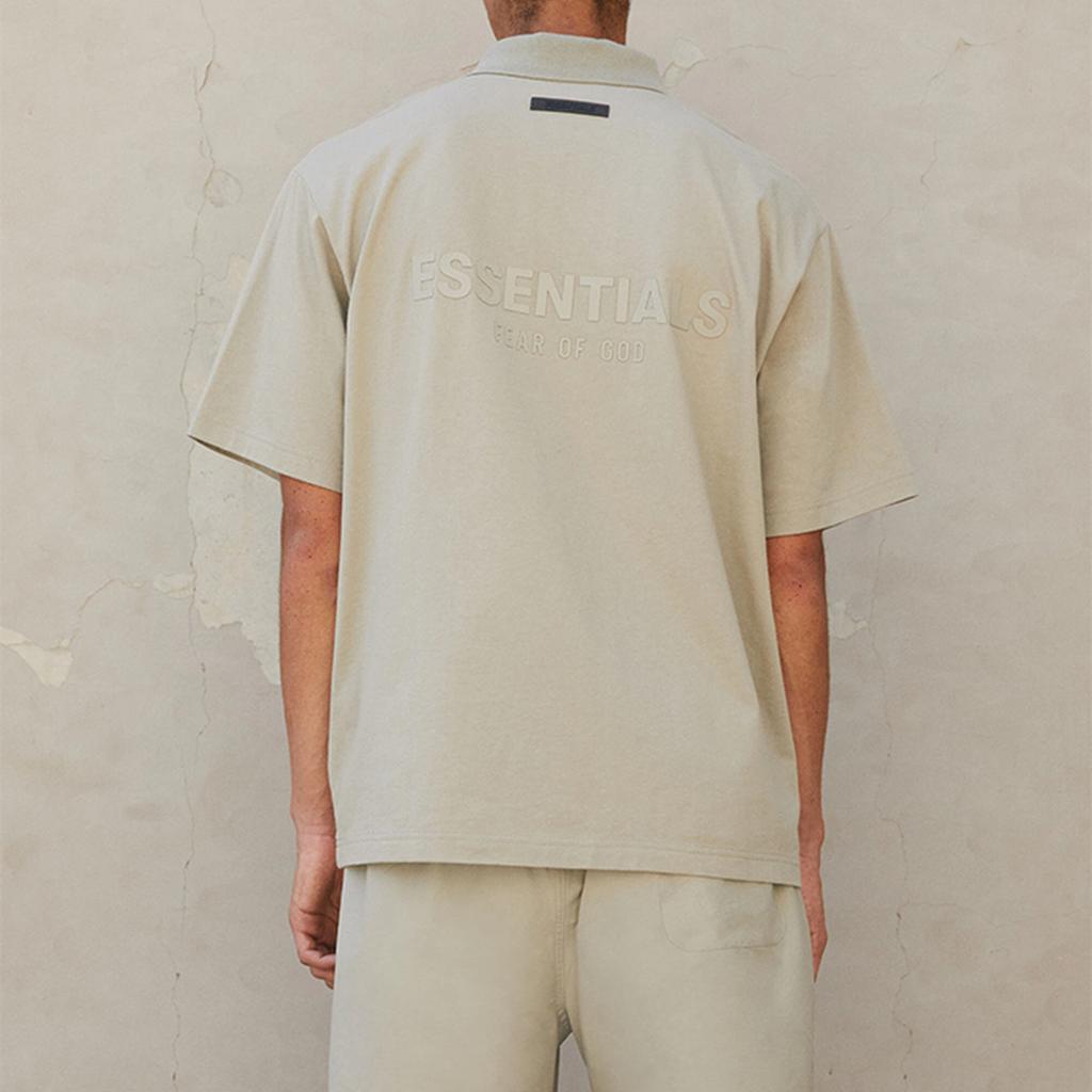 Fear of God Essentials Short Sleeve Polo With Rubberized Logo Unisex Tops Pistachio-Green FOG-FW21-005