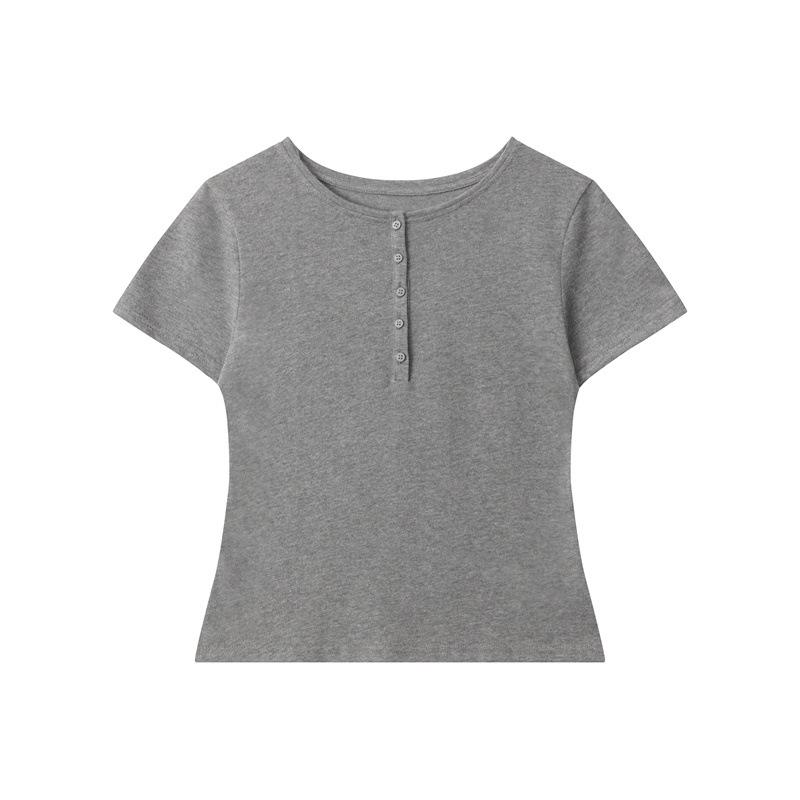 

HeyHenry Summer 2025 Slim Fit Two-Piece Hot Girl T-Shirt Set M серый