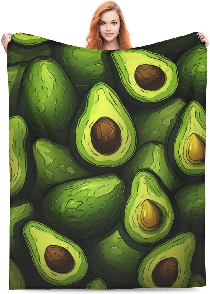 Avocado Fruit Blanket Gifts for Women Men Kids Flannel Throw Blankets Soft Comfy Lightweight for Home Decor Couch Bed Sofa 50x40