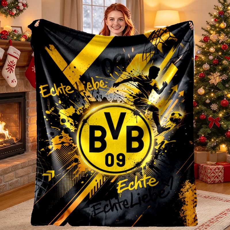 Borussia DortmundBVB Pattern Blanket for Home Decoration, Bed, Sofa, Car Travel, Camping, Suitable for All Seasons, Birthday Christmas Gift