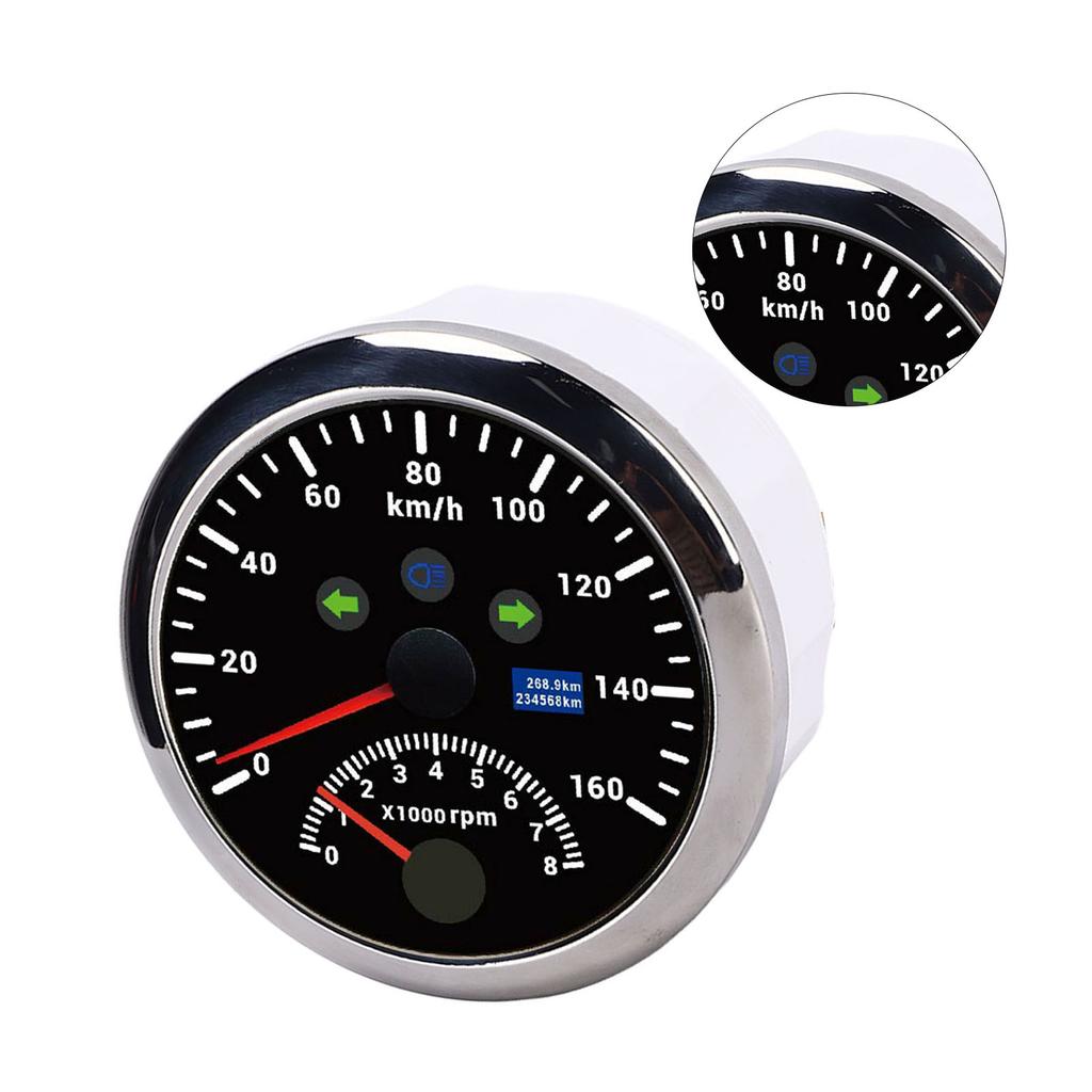 85mm 160km/h GPS Hastighetsmätare 0‑8000rpm Varvtalsmätare LCD Röd Bakgrundsbelysning för Bil Båt Yakt Husbil Lastbil