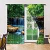 2 pcs, versatile polyester transparent curtains for home decoration Rainforest Waterfall Natural for use in bedrooms and living