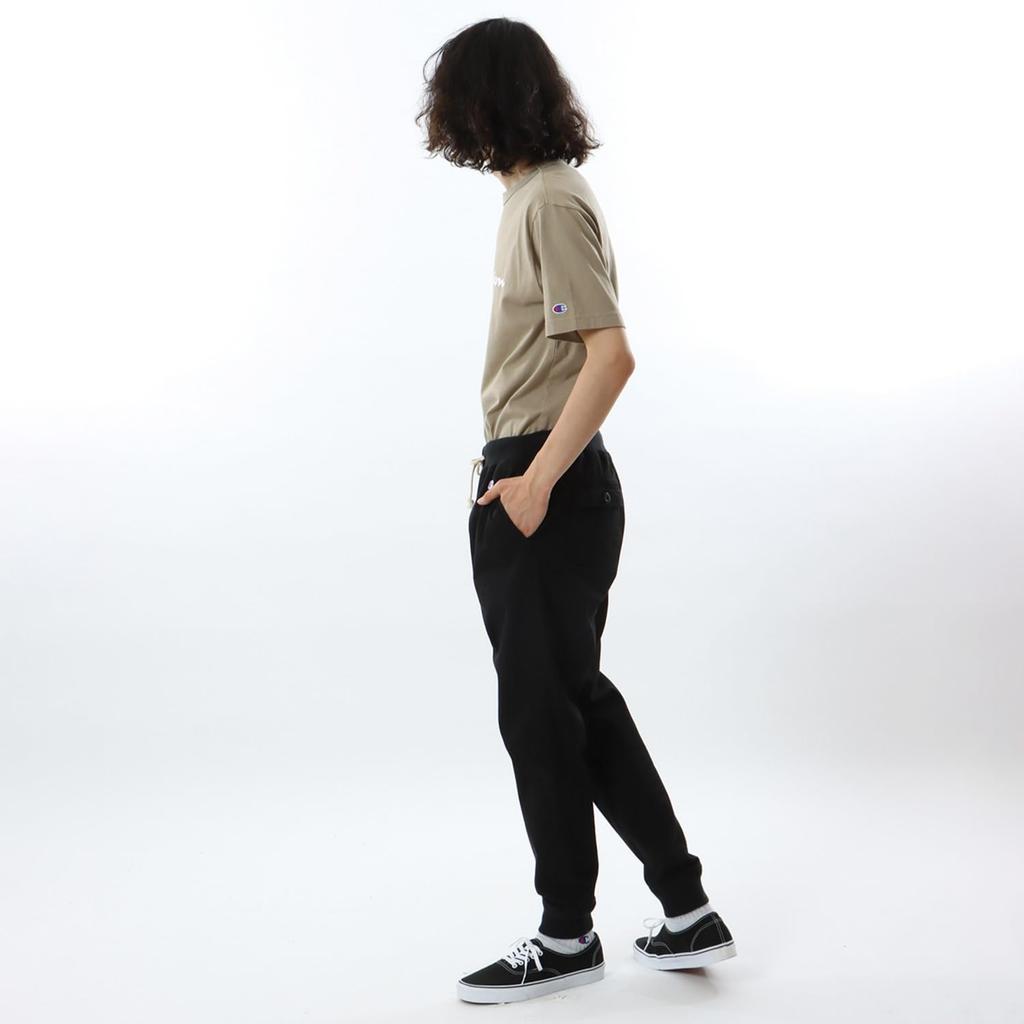 Unterteile COTTON USA Ein-Punkt-Logo Lange Hose Basic Schwarz [Champion] C3-Z212 Herren