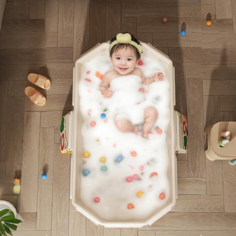 Draagbaar & Opvouwbaar Babybadje Grote Capaciteit Babybadkuip voor Comfortabel Baden van Pasgeborenen Thuis Dagelijks