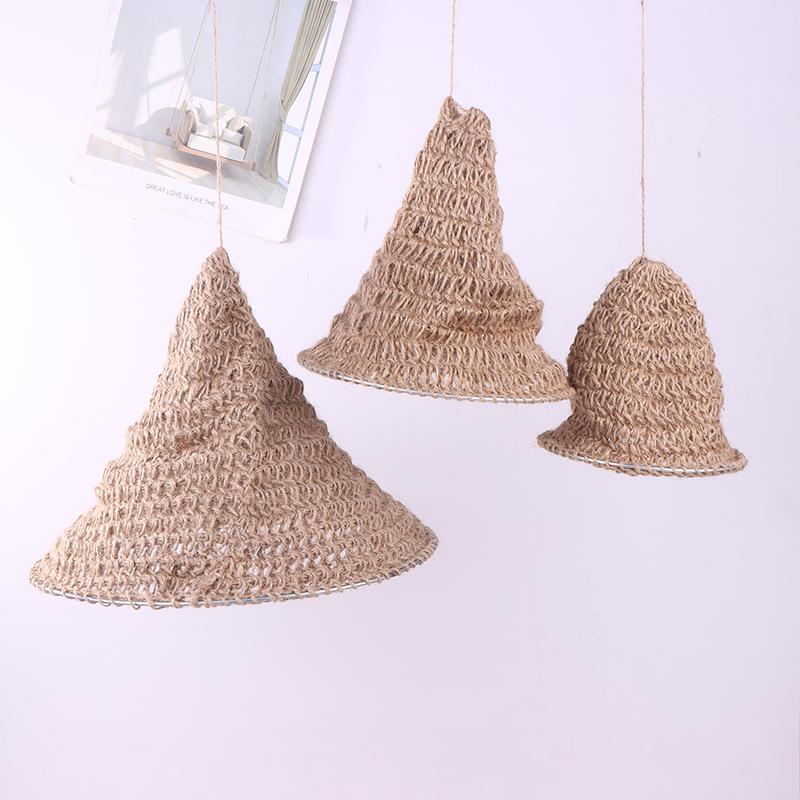 Handmade Weave Jute Rope Lampshade Bohemian Style Hanging Lamp Shade For Home Restaurant Pendant Light Cover Decorations