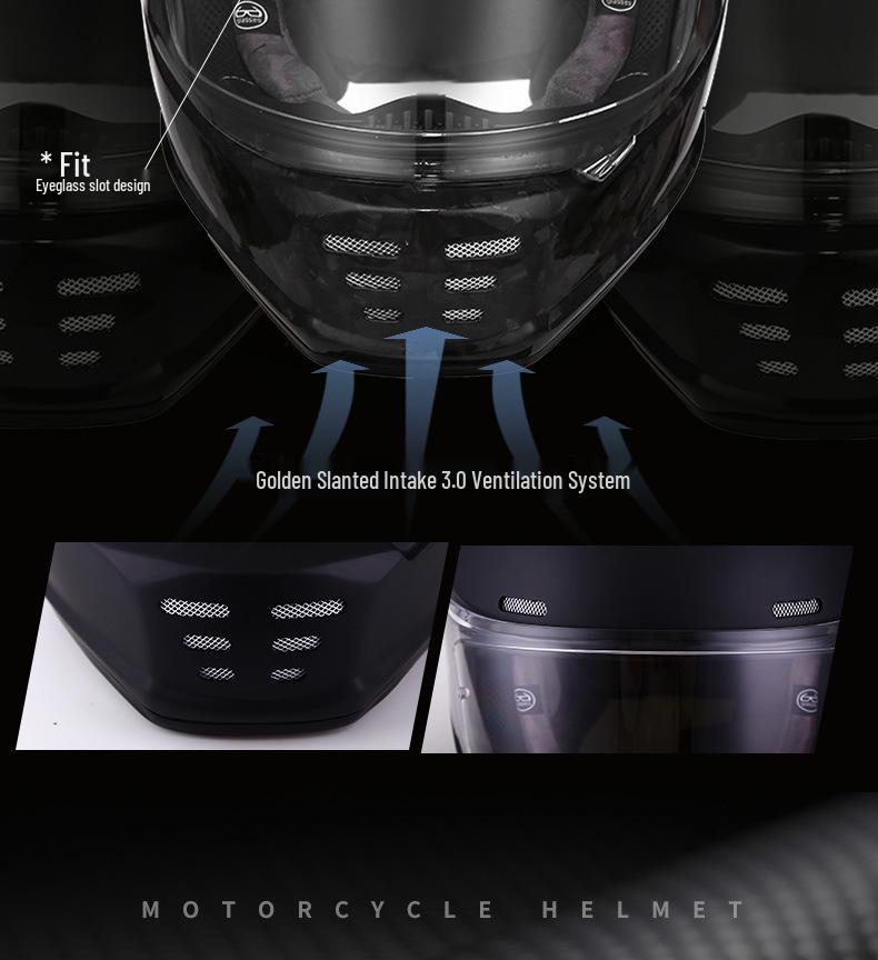Retro Carbon Fiber Full Face Helmet for Kids - Motorcycle, Cruiser, Scooter