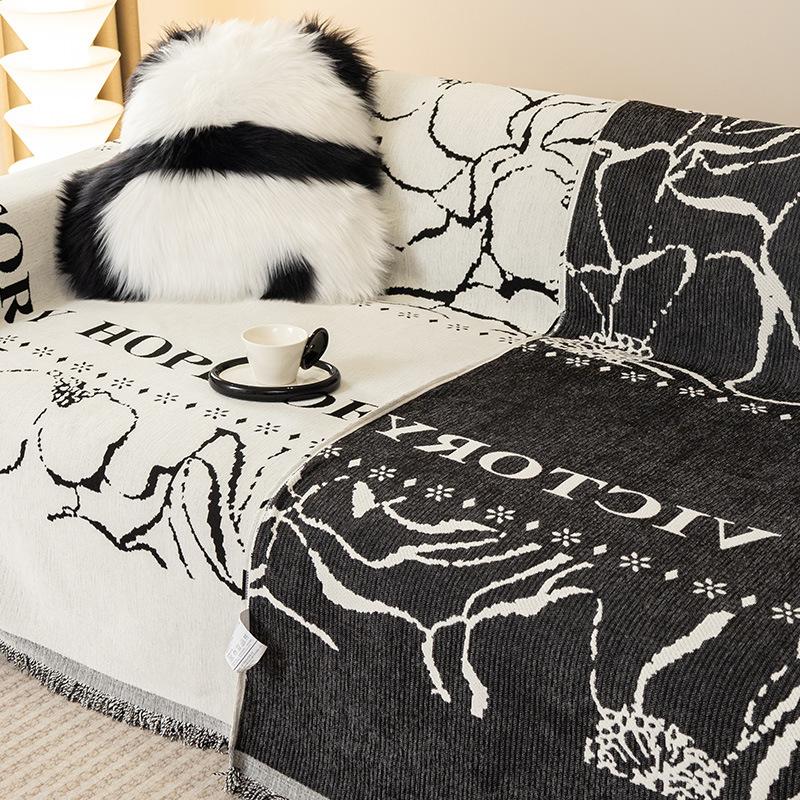 Chenille Nordic Style Sofa Cushion Cover Towel Cloth Four Seasons Universal Double-Sided Available Armrest Backrest Sofa Protection Set