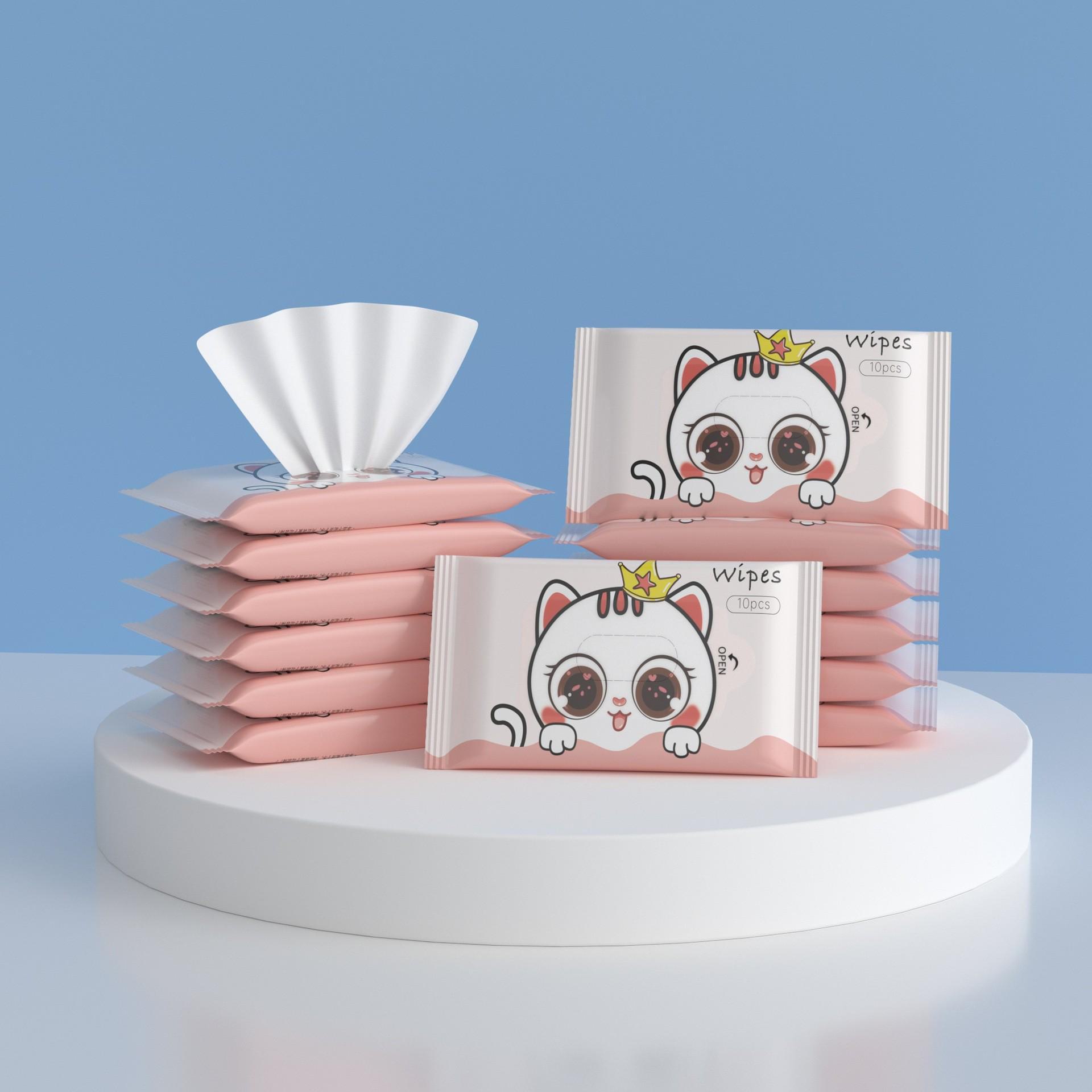 

Мягкие влажные салфетки для рук и рта младенцев из хлопка - бережная очистка для малышей Lucky Cat 10 pieces