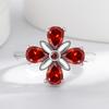 925 Sterling Silver Delicate Four Leaf Clover Cubic Zircon Ring Adjustable Open Statement Ring for Women Korean Style Daily Jewelry