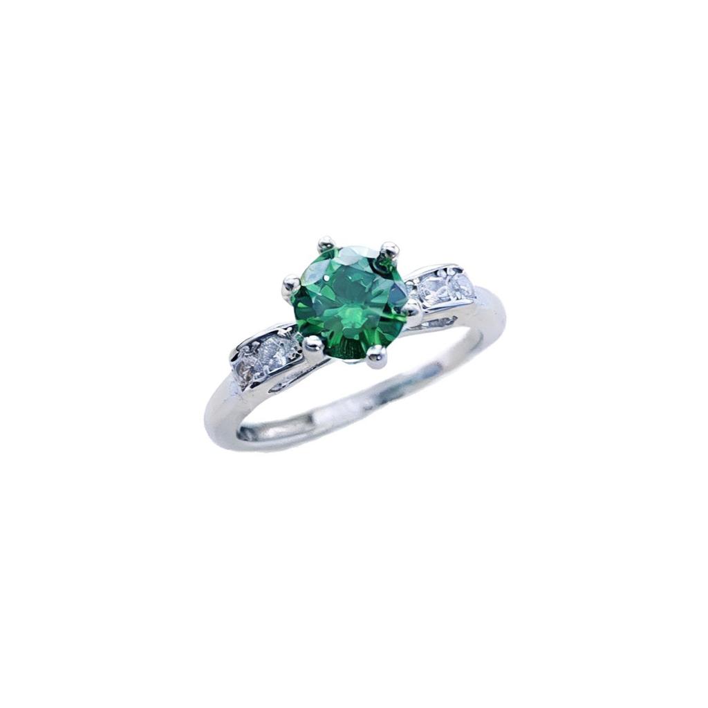 Jewelry Simulation Sapphire Ruby Bow Six-Claw Ring One Carat Emerald Ring Women