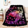 Turtle Blanket Gift Vintage Marine Animal Theme Decorative Flannel Blanket