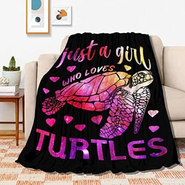 Turtle Blanket Gift Vintage Marine Animal Theme Decorative Flannel Blanket
