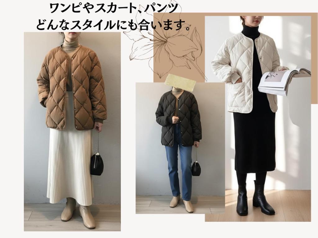 Maison De TAO Women's Warm Short Jacket with No Collar and Quilted Padding (JP, Alphabet, XL, White)