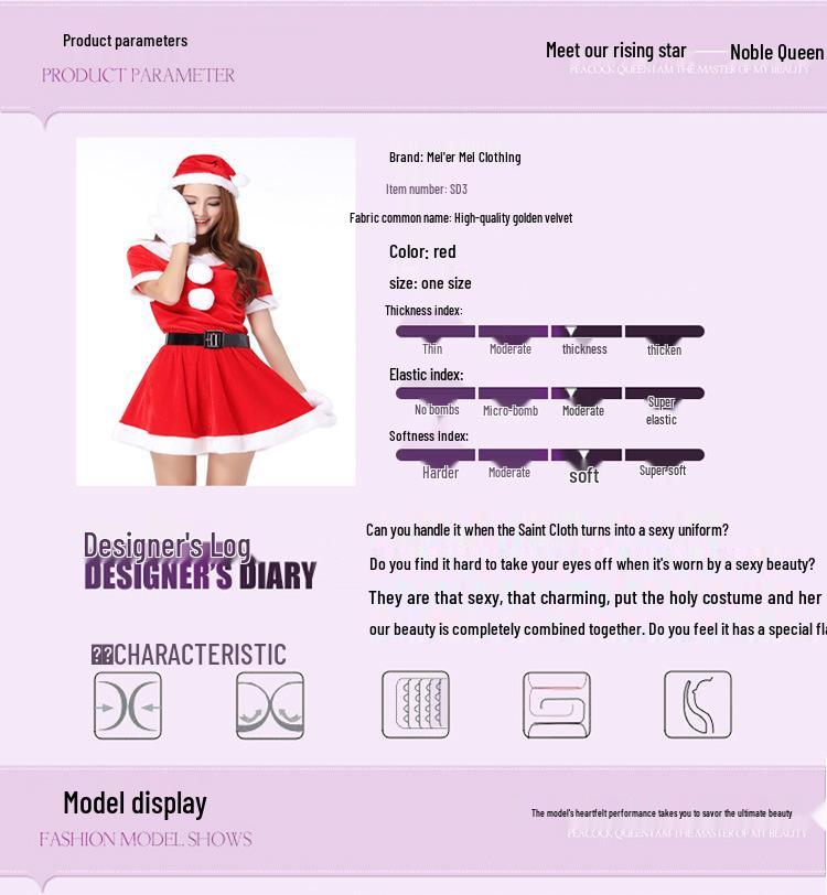 Festive Lingerie Set: Christmas Costume with Nightgown & Gloves