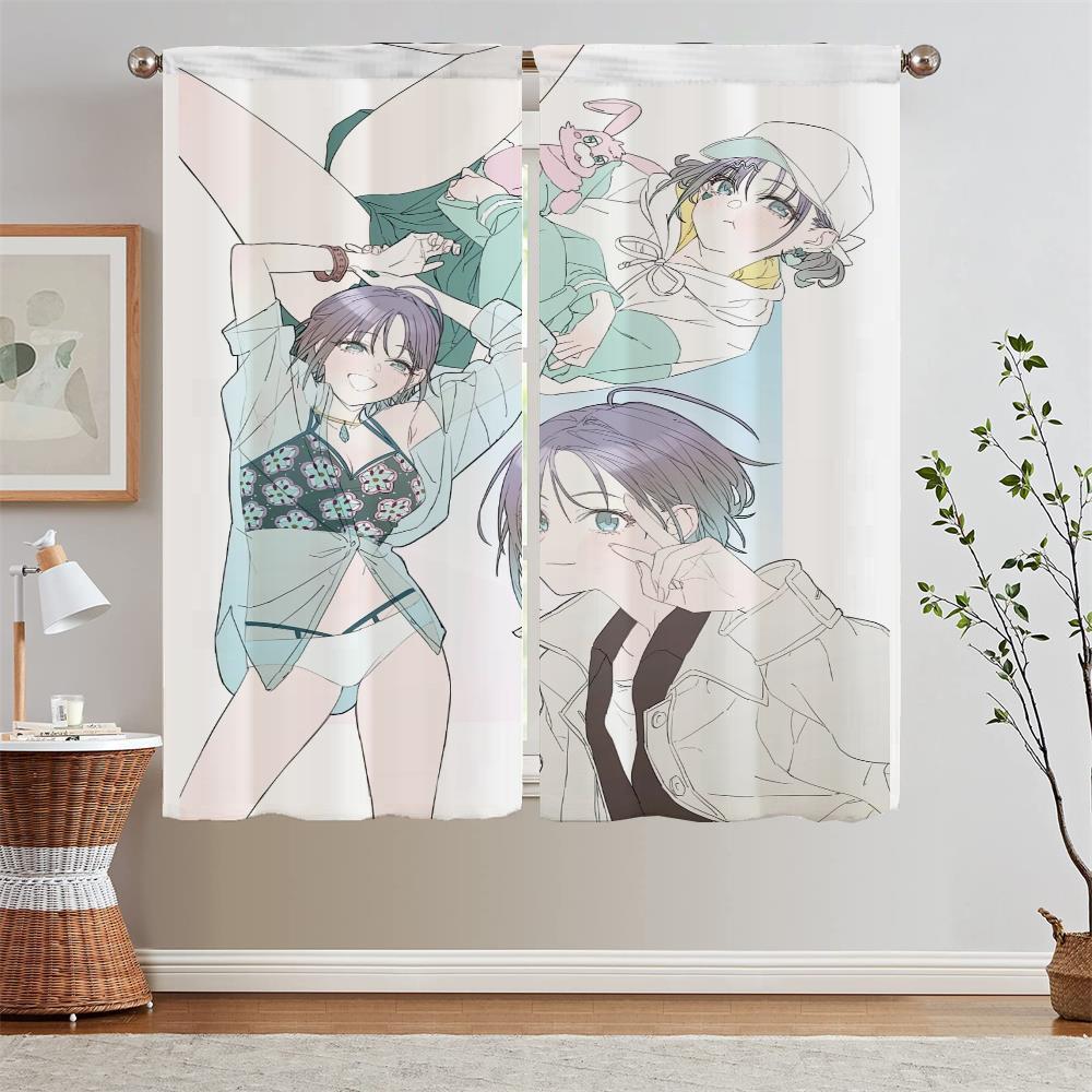 

The Campus Is Beautiful and Lively Kitchen Curtains for Living Room 2 Elegant Pieces Cover Curtain Tiebacks Curls Window Blinds W50xH70cmx2pcs-CL