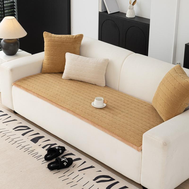 Modern Minimalist Sofa Cover Fabric for Autumn and Winter Straight Row One-piece Anti Slip Sofa Cushion Cover Skin Friendly 70x70cm