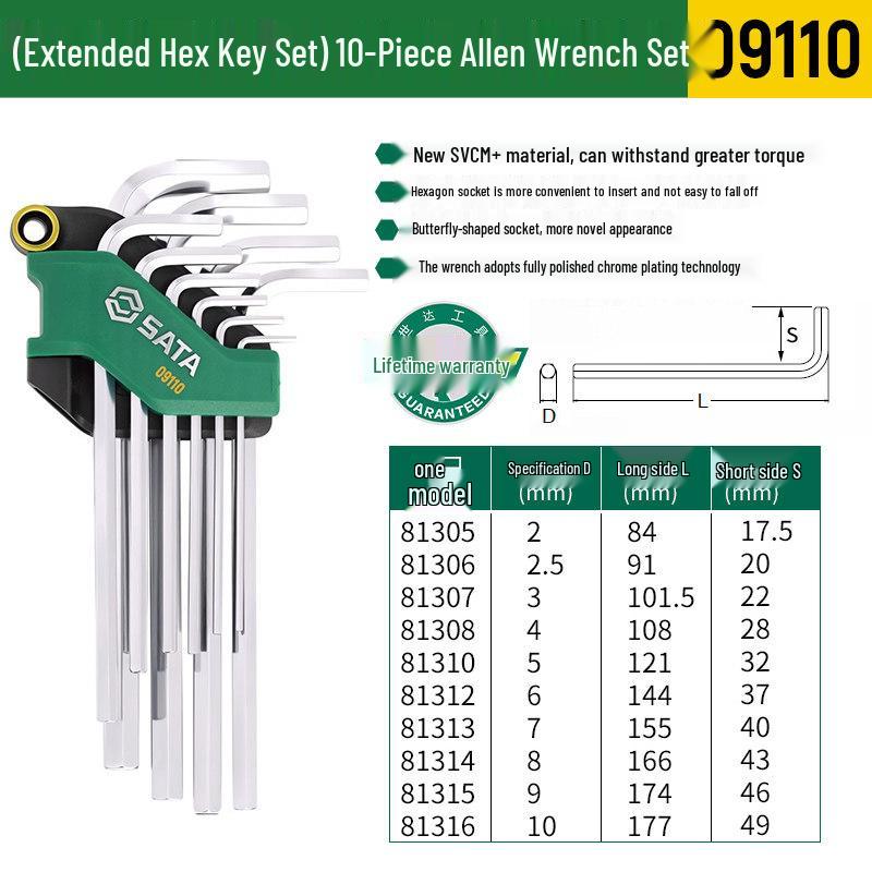 SATA Hex Key Set: Manual Six-Sided Screwdriver Tools