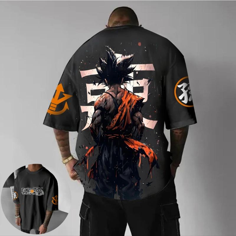 

Dragon Ball Animation Peripheral Printing T-Shirt Summer Men s Harajuku Loose Casual Street Trend Short Sleeve Parent-child Top 6XL