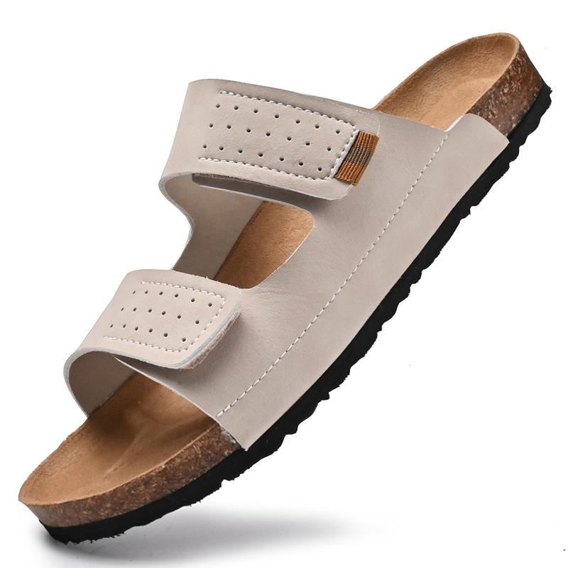 

Summer Men s Big Size 48-49 Clogs Cork Slippers Microfiber Leather Casual Slip-On Slide Sandals for Beach 38