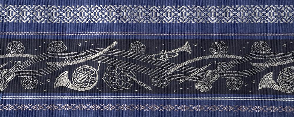 Seiden-Kleintasche Kenjo Marineblau [TAYU-TAFU] Hakata-ori Halbe Breite Obi, Obi, Chikuzen, Kimono/Yukata, Ganzjährig (Sextett-Melodie, Blau)