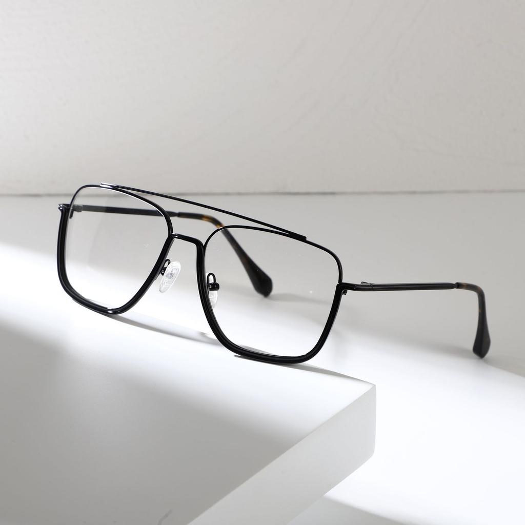 Pilot Double Beam Metal Men'S Myopia Glasses Frame Commuter Glasses Frame Two-Color Frames
