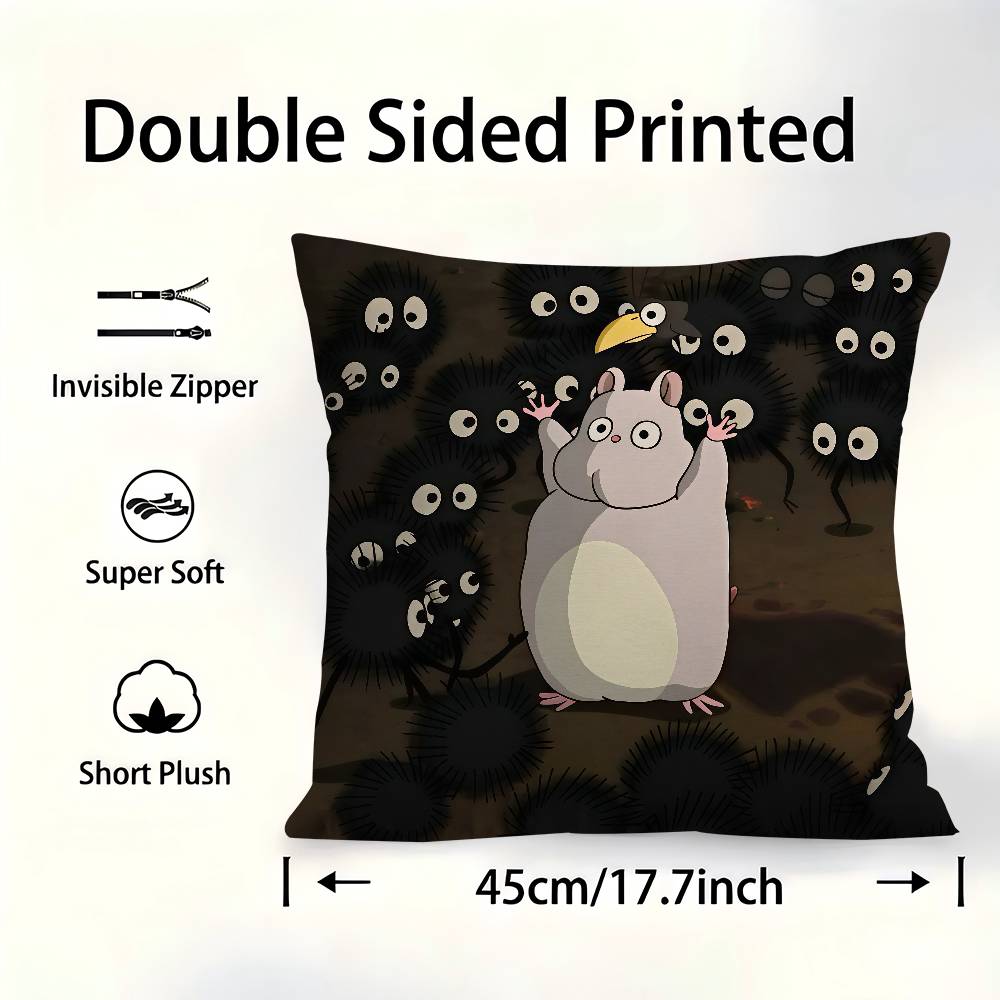 Cute T-Totoros Pillow Gifts Home Office Furnishings Bedroom Sofa Car Cushion Cover Case 45X45Cm