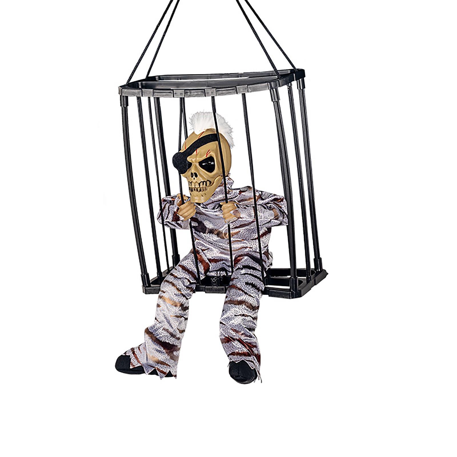 

Halloween Hanging Toys Prisoner Cage Electric Luminous Sound Can Be Hung And Can Be Carried Plain Clothes Color Blocked Leopard Print One Size