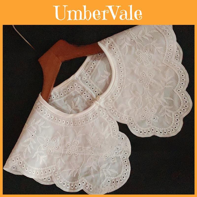 Womens Vintage Embroidered Faux Collar With Ribbon Decoration For Winter Fashion Accessory