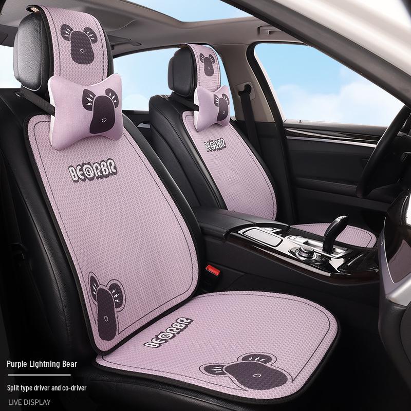 Universal Cartoon Linen Car Seat Cushion - Warm, Stylish, Four Seasons Comfort