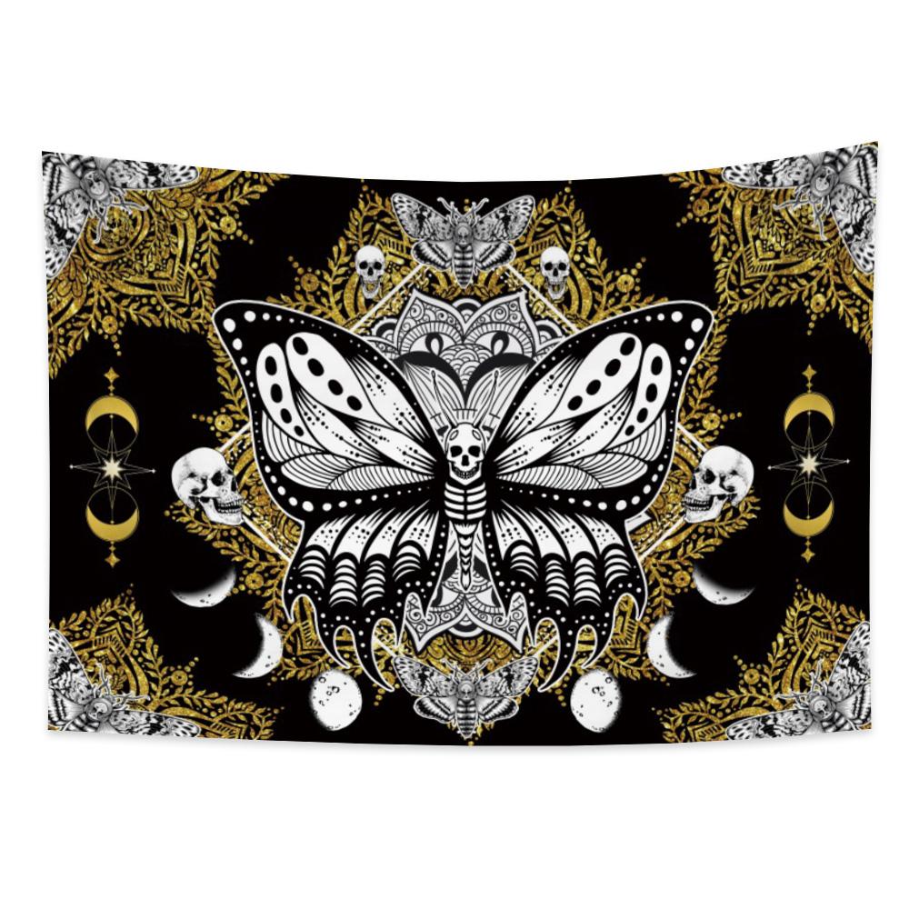 Tarot Faza Lunii Tapiserie cu flori Fluture Craniu Agățat pe perete Decor scenă psihedelică Decorare vrăjitorie Decorare cameră