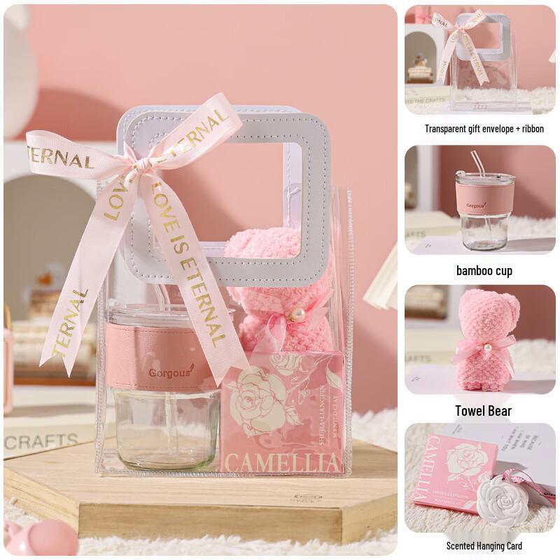 Pink Glass Cup Gift Set