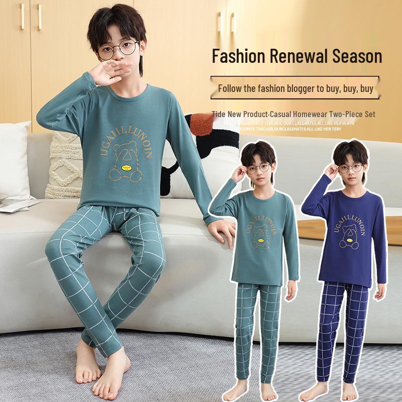 Boys' Thermal Underwear Set: 2025 Autumn/Winter Slim-Fit Warm Base Layer for Medium and Large Children