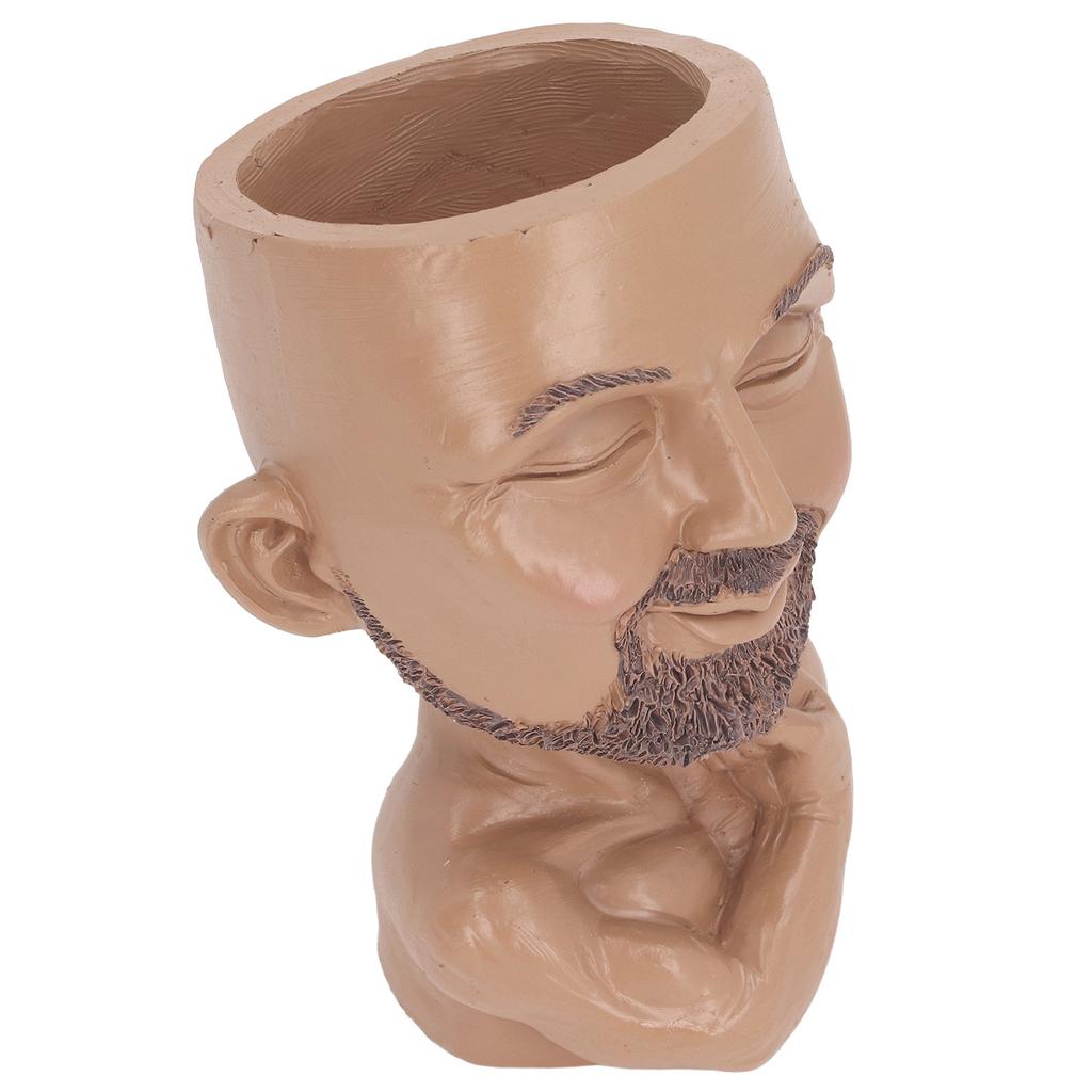 Face Planter Pot with Drainage Hole Man Face Flower Pot Head Planter Muscular Man Flower Pot for Living Room Hallway
