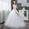 V-neck Wedding Dresses Simple Off White Sequined  Wedding Gown