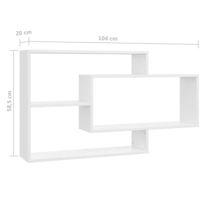 VidaXL Wall Shelves High Gloss White 104x20x58.5 Cm Particleboard