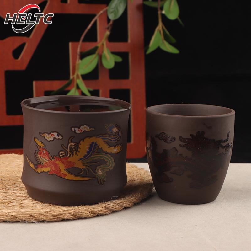 Dragon Phoenix Tea Cup Chinese Style Color-changing Purple Clay Tea Cup Anti-Scald Tea Brewer Tea Bowl Drinkware Tea Set