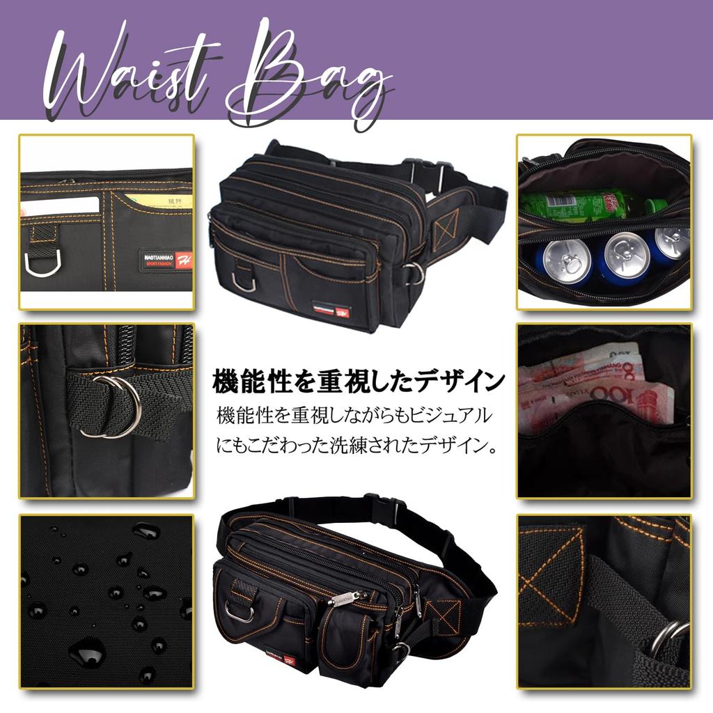 LEZARINO Waist Large for Men and Women Pouch, Multifunctional, Waterproof, Capacity, Unisex, (Black-2)