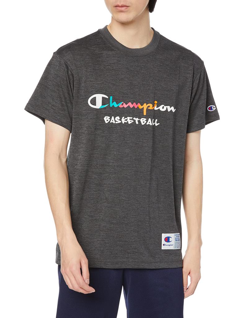 Champion Dry Saver Basketball Heather Size Graphic Logo Print T-Shirt, Men's Black, L, C3-VB354, Sweat-Reducing, Anti-Stick, Moisture-Wicking,