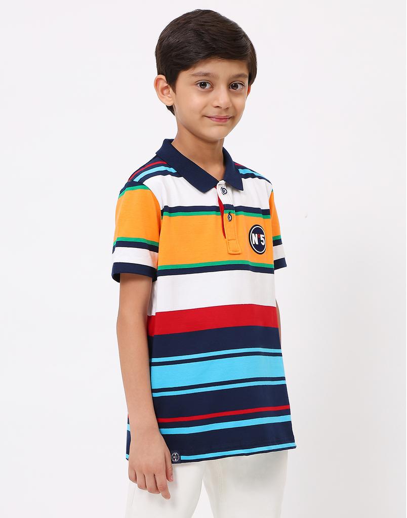 MONTE CARLO Boys Yellow & Blue Collar Neck T-Shirt