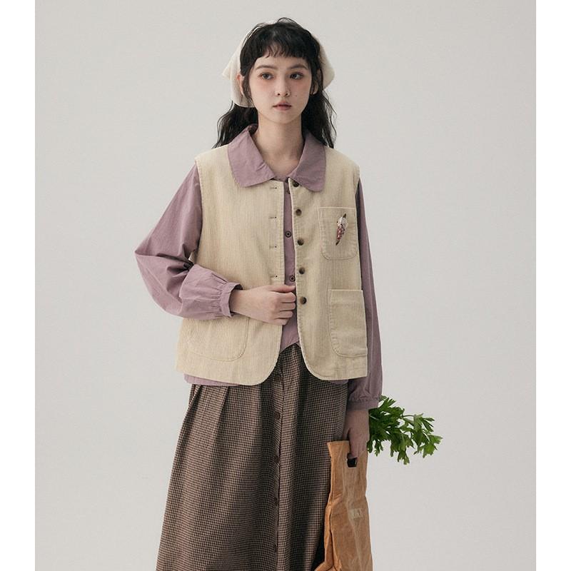 Johnature Vintage Japanese Corduroy Women Spring Casual All Match Loose Women Coats