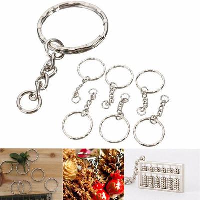 25mm Metal Polished Silver DIY Short Chain Key Fob Keychain Keyring