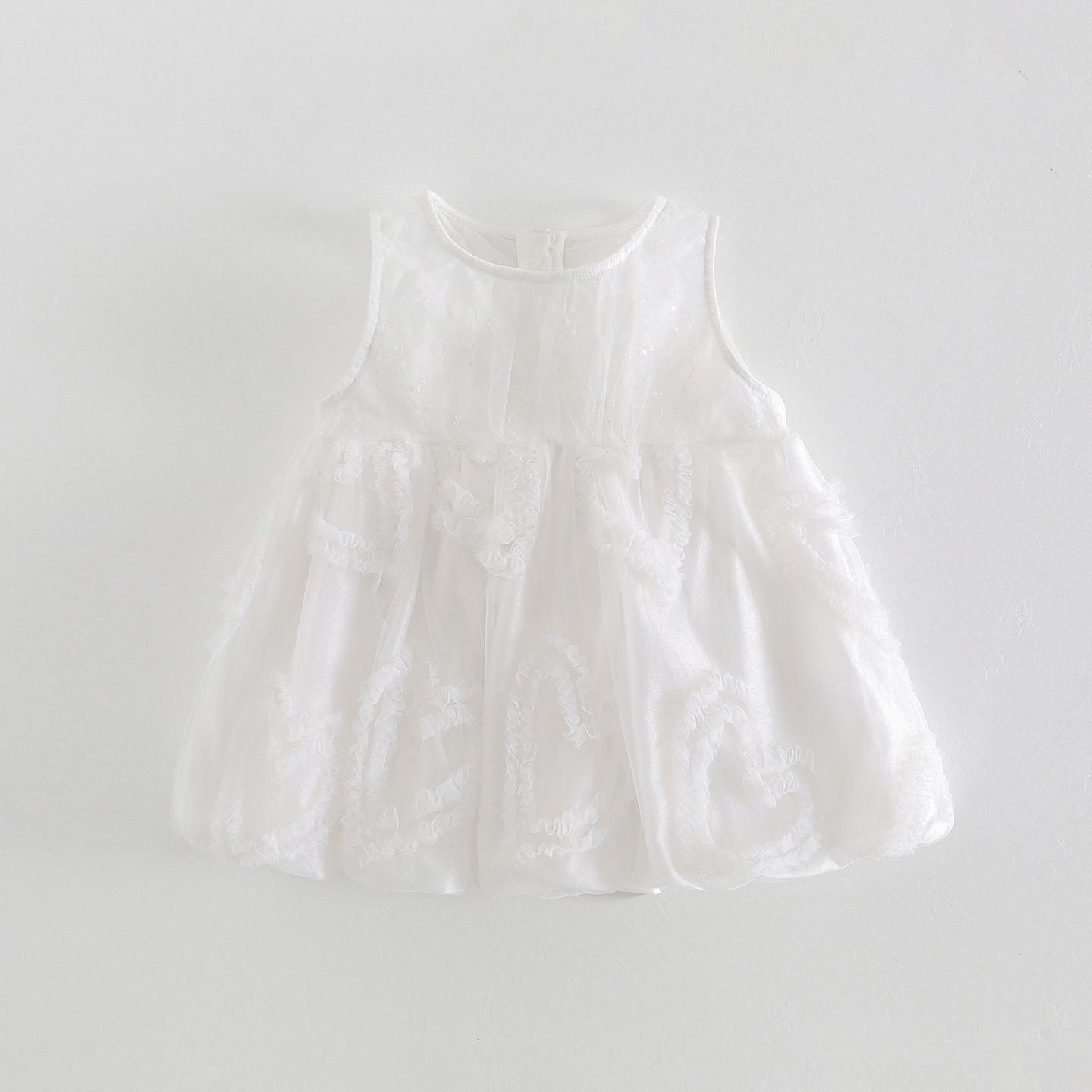 Girls Sleeveless Korean Style Bow Dress for Summer 110 cm